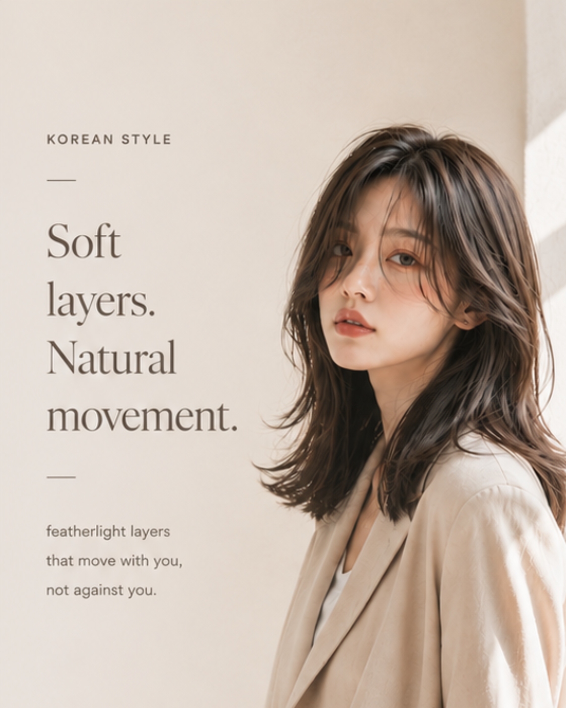 Korean soft layered hair with natural movement